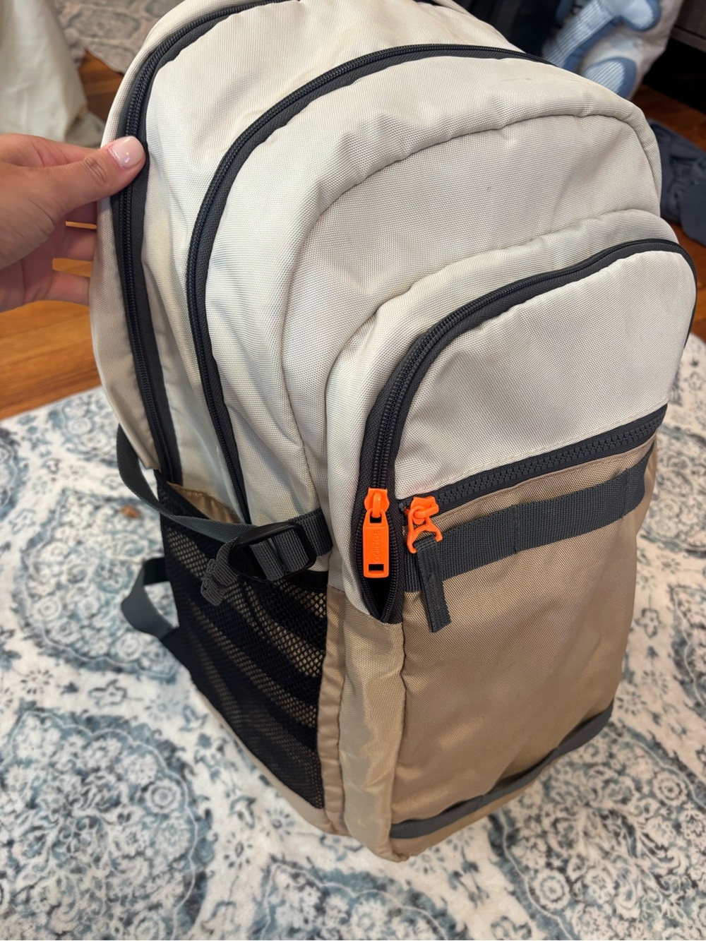 Adidas Core Advantage 3 Backpack Beige Black Grey with Laptop Pocket - Picture 5 of 9